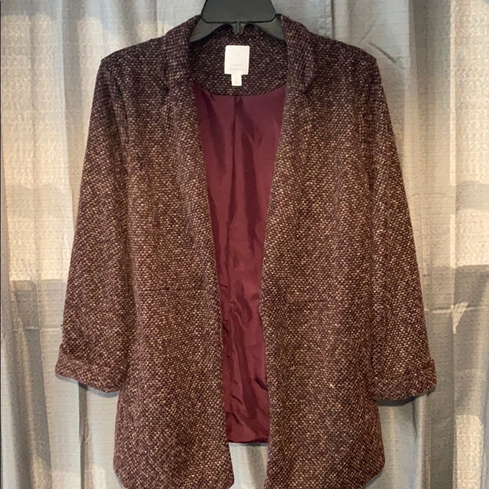 Lauren Conrad Burgundy Pattered Blazer